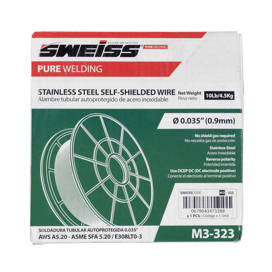 ROLLO ALAMBRE SOLDADURA TUBULAR ACERO INOXIDABLE AUTOPROTEGIDO 0.035-9mm AWS E308LT0-3 200MM (10 LB 4.5 KG)