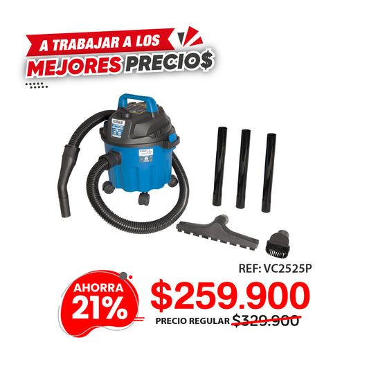 Aspiradora 2.5 Hp 9.5 L / 2.5 G Húmedo / seco ELITE