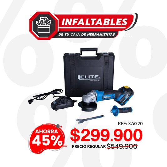 Esmeriladora inalámbrica 4-1/2 pulg, 20V, 10.000 RPM ELITE