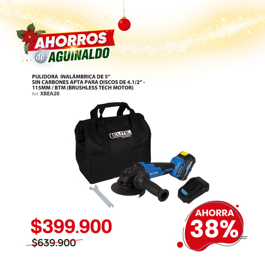 Esmerildora angular Inalambrica Sin Escobillas desde 4 1/2" a 5", 20V