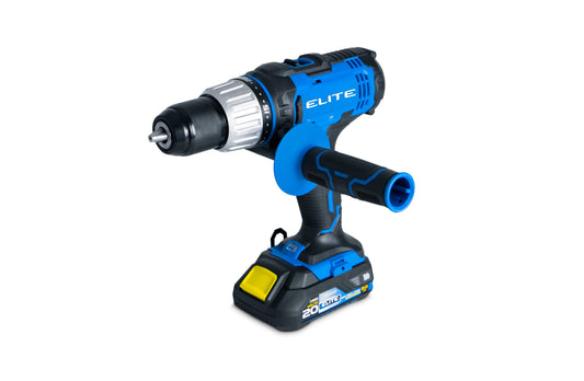 Taladro Percutor Inalambrico 1/2pul, 20V ELITE con Batería, Cargador, Clip Cinturón, Punta Destornillador