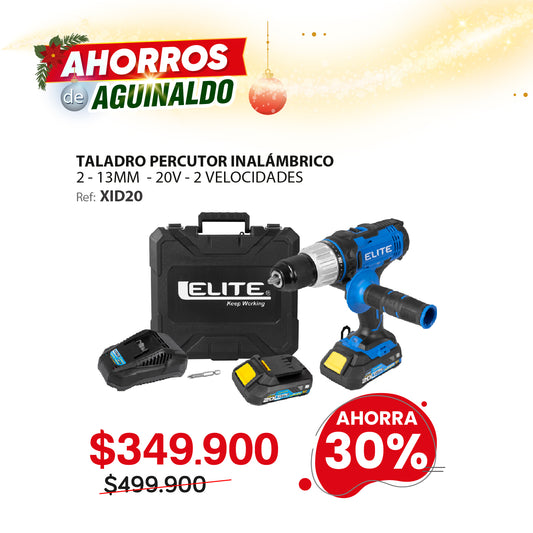Kit taladro percutor inalámbrico Elite XID20 20V 13mm 1650RPM