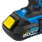 Taladro inalámbrico percutor 20V Mandril 2" - 13mm 1.650RPM ELITE XTREME con 2 Baterías, Cargador, Clip Cinturón, Punta Destornillador y Estuche Plástico