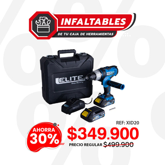 Taladro inalámbrico percutor 20V Mandril 2" - 13mm 1.650RPM Ref. XID20 ELITE XTREME