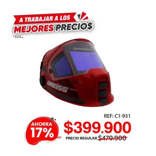 Careta electrónica fotosensible automática con visor extra grande. STELLAR VIEW 930