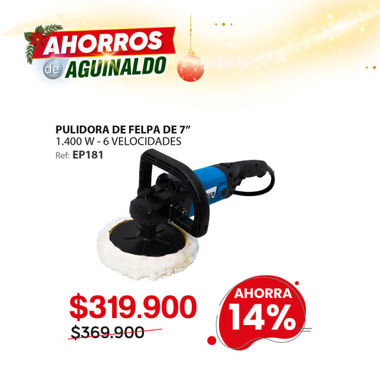 Polichadora ELITE EP181 7” 1400W 3000 RPM con 6 velocidades