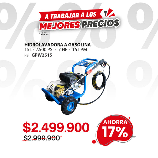 Hidrolavadora a gasolina ELITE 2500 PSI 7HP 15 LPM