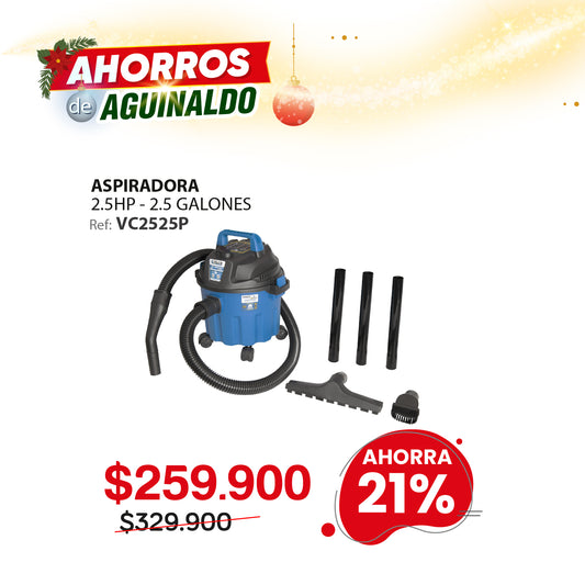 Aspiradora ELITE 2.5HP 9.5L/2.5 GL húmedo/seco con soplado